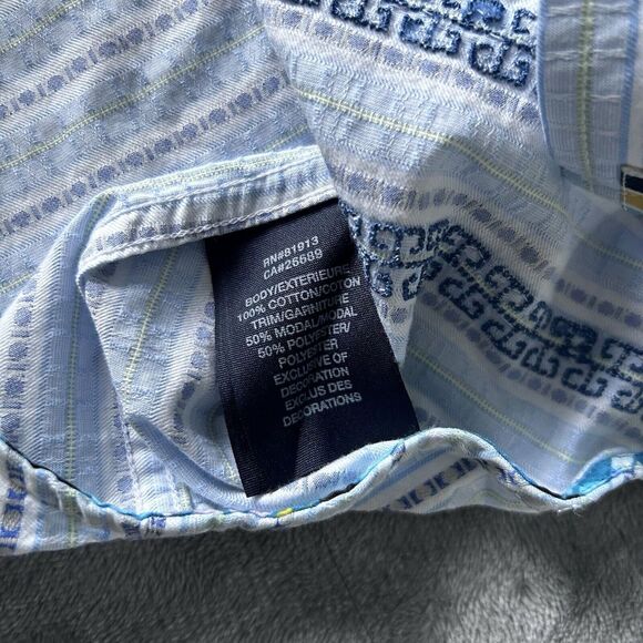 Robert Graham Mens Size XL Flip Cuff Mosaic Aztec Stripe Long Sleeve Shirt - Picture 9 of 11